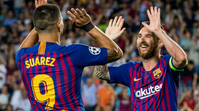 Barcelona Messi Messi und Suarez
