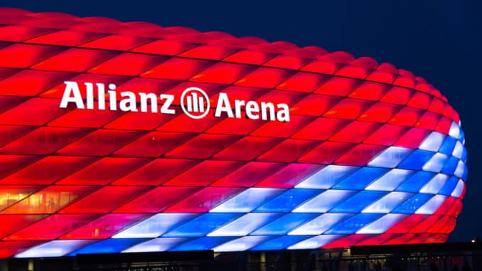 Munich, Germany - 27 February 2018: Allianz Arena Special Illumi Bayern München