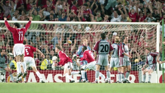 64cefc08027298c8bdb5275363266d9656c07a5f Ole Gunnar Solskjaer erzielt das 2:1 für Manchester. ©AFP
