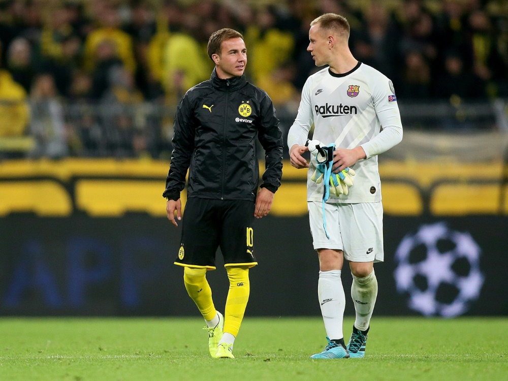 Marc-Andre ter Stegen (r.) und Mario Götze. ©FIRO/SID firo Sportphoto/Christopher Neundorf