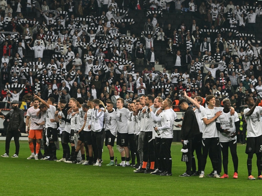 Die Eintracht wendet sich vor dem Finale an die Fans (© AFP/SID/CHRISTOF STACHE)