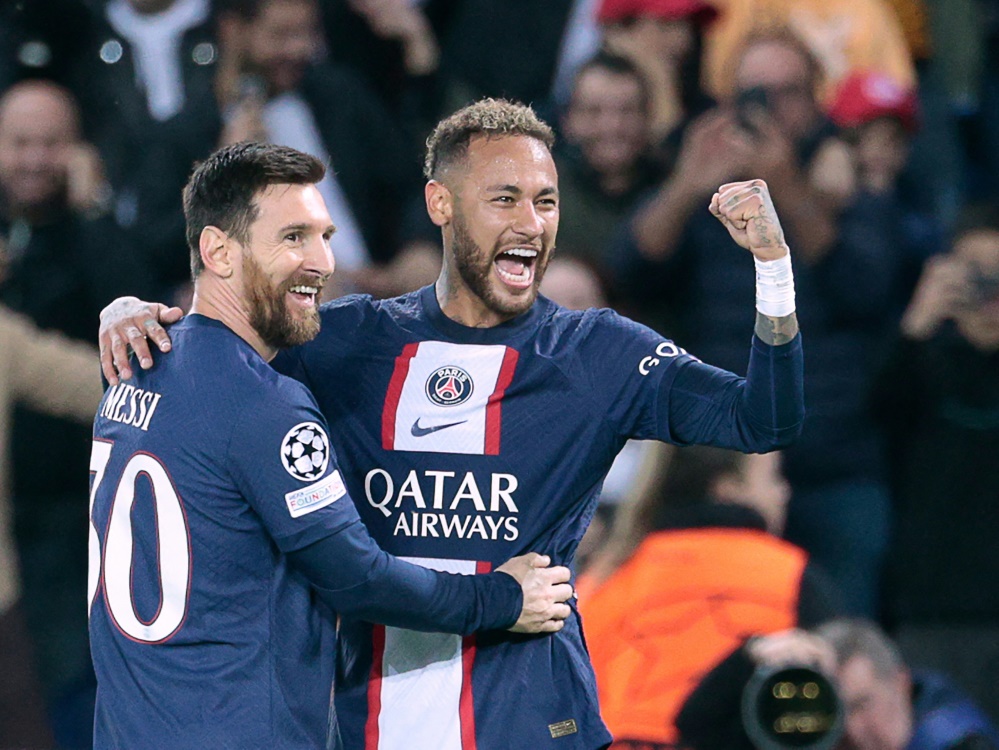 Lionel Messi (l.) und Neymar waren in torlaune (© AFP/SID/GEOFFROY VAN DER HASSELT)