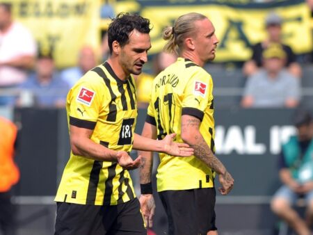 Bild: Das Hinspiel gegen Bremen verloren die Dortmunder 2:3 (© FIRO/FIRO/SID/)