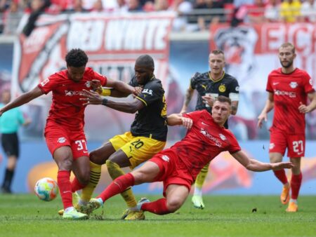 Bild: Borussia Dortmund trifft auf Titelverteidiger RB Leipzig (© AFP/SID/RONNY HARTMANN)