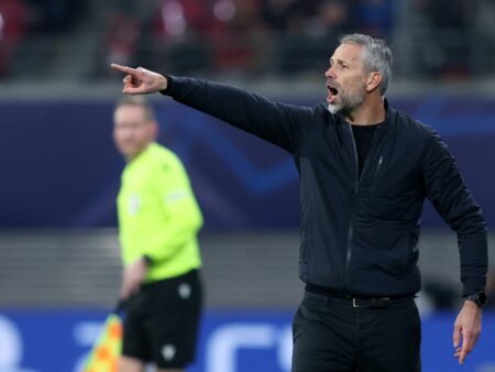 Bild: Pleite für Marco Rose und RB Leipzig (© AFP/SID/RONNY HARTMANN)