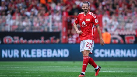 Foto: Leonardo Bonucci hat anfängliche Zweifel an seinem Wechsel zu Union Berlin zugegeben. © AFP/SID/RONNY HARTMANN