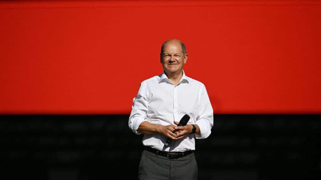 Foto: Bundeskanzler Scholz war Teil der Gala © AFP/SID/CHRISTOF STACHE