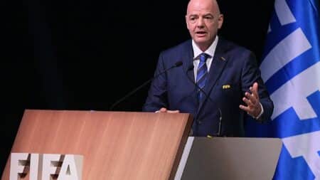 Bild: FIFA verkündet Austragungsländer für WM 2030 (© AFP/SID/SIMON MAINA)