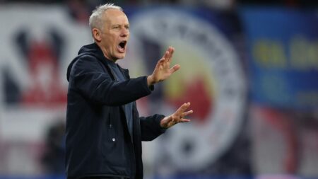 Trainer vom SC Freiburg Christian Streich © AFP/SID/RONNY HARTMANN