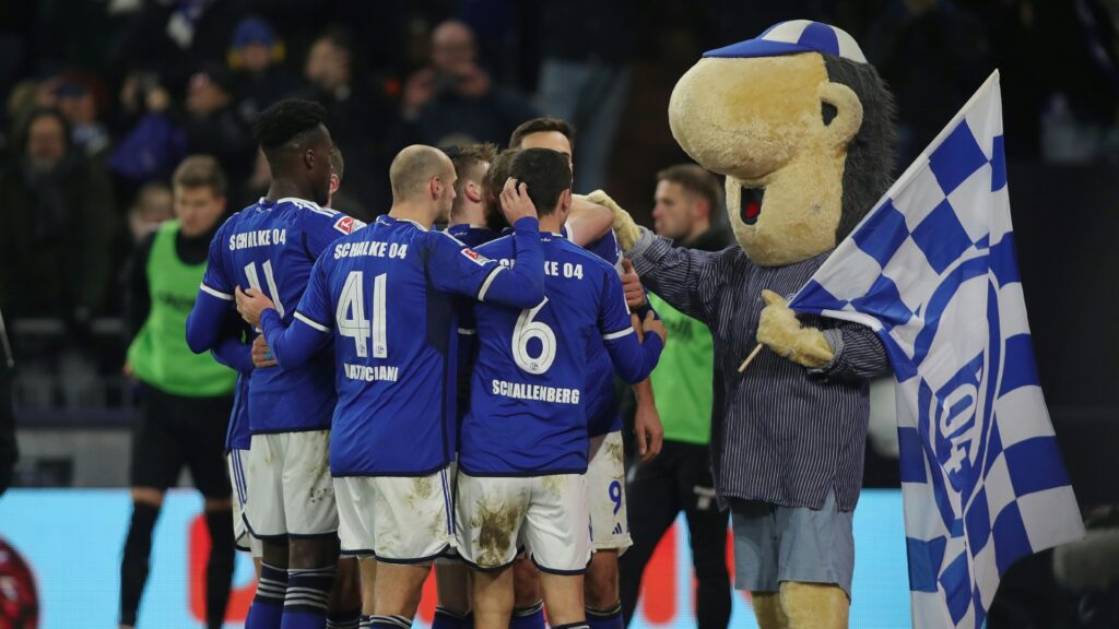 Bild: Schalke jubelt über den Heimsieg (© FIRO/SID)