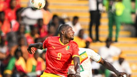 Bild: Serhou Guirassy spielte mit Guinea beim Afrika-Cup (© AFP/SID/ISSOUF SANOGO)