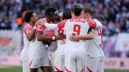 RB Leipzig jubelt über den Sieg (© IMAGO / Contrast/SID/IMAGO/O.Behrendt)