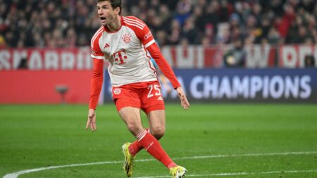 Thomas Müller traf zum 2:0 (© AFP/SID/KIRILL KUDRYAVTSEV)
